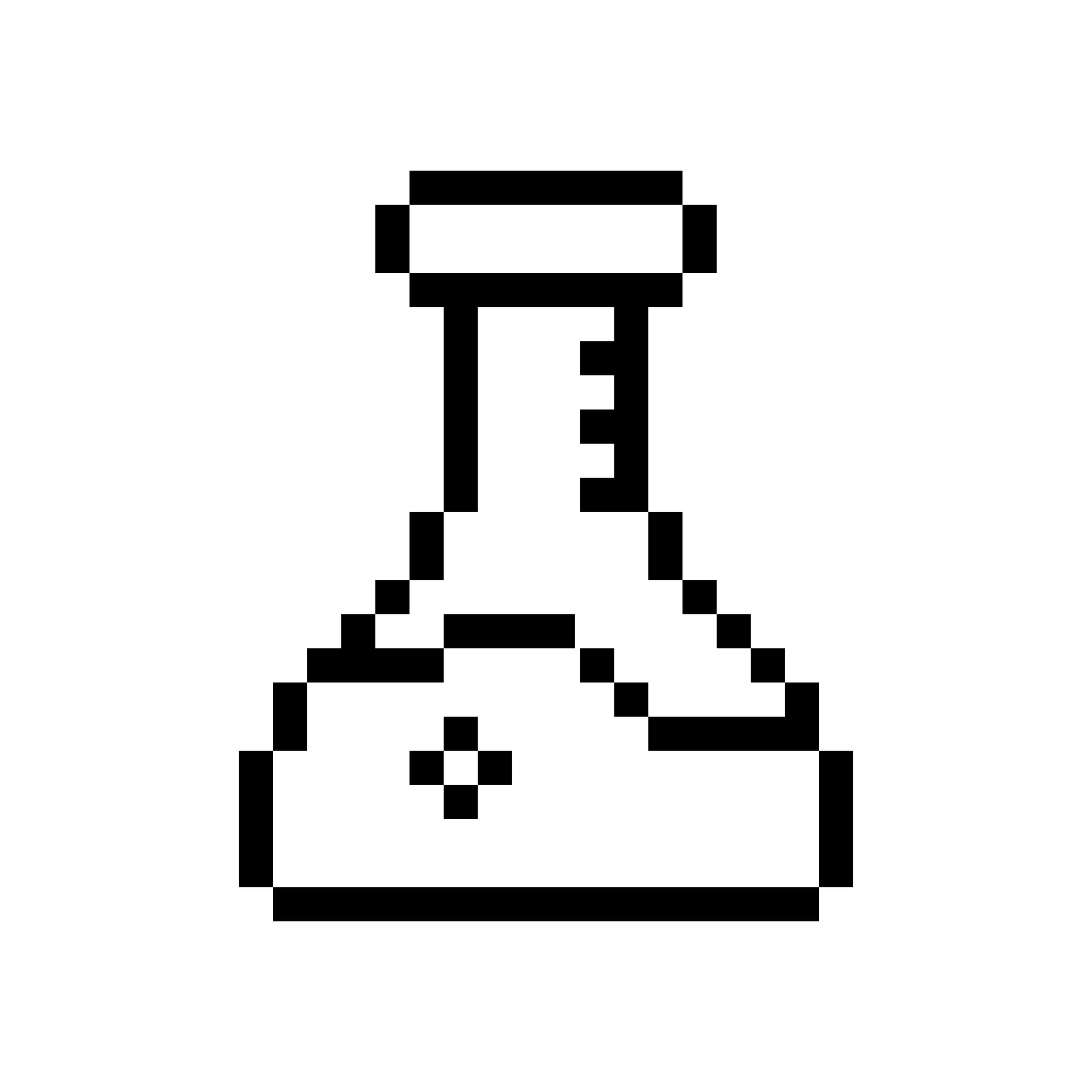 Pixelated laboratory flask with narrow neck and wide base