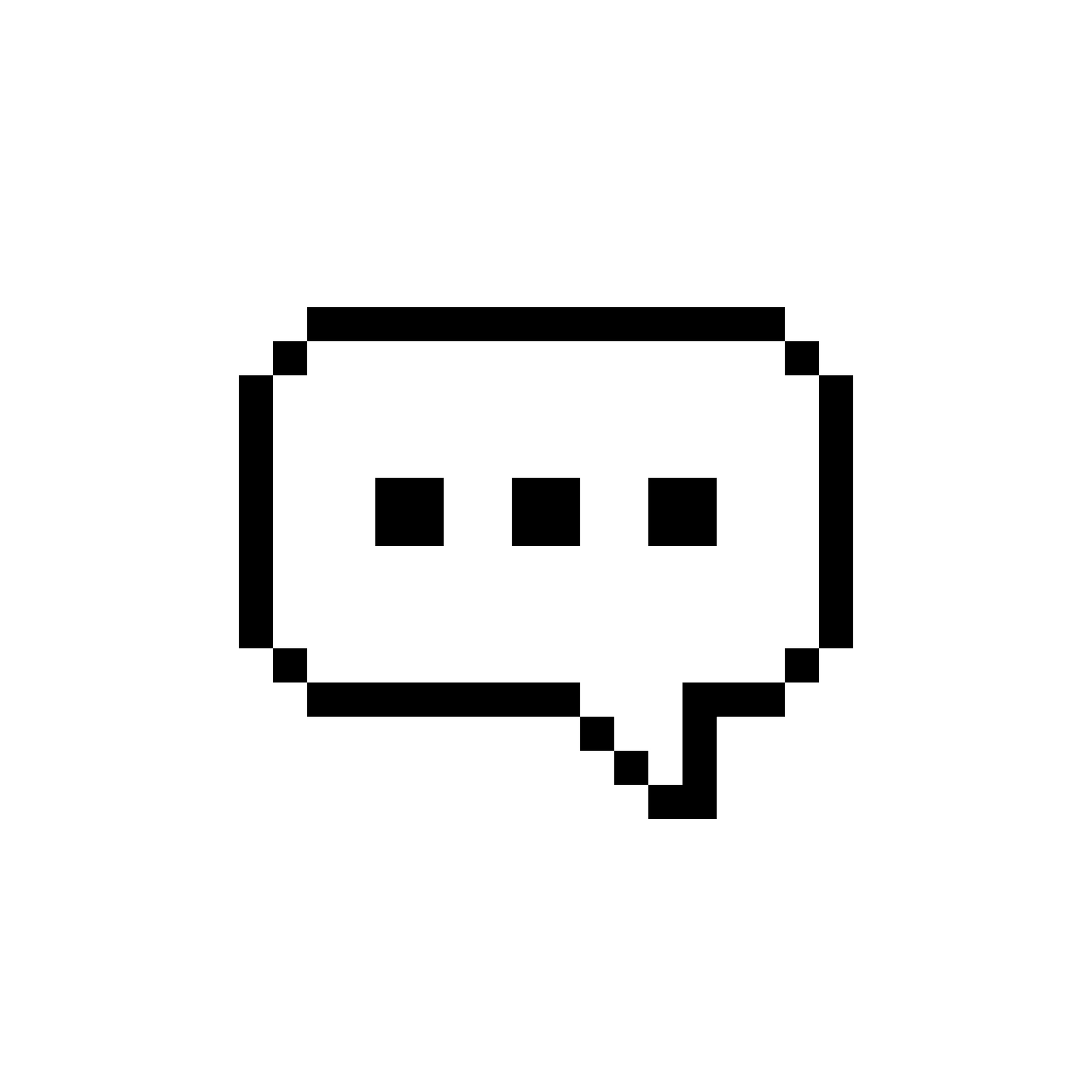 Pixelated speech bubble with three dots inside