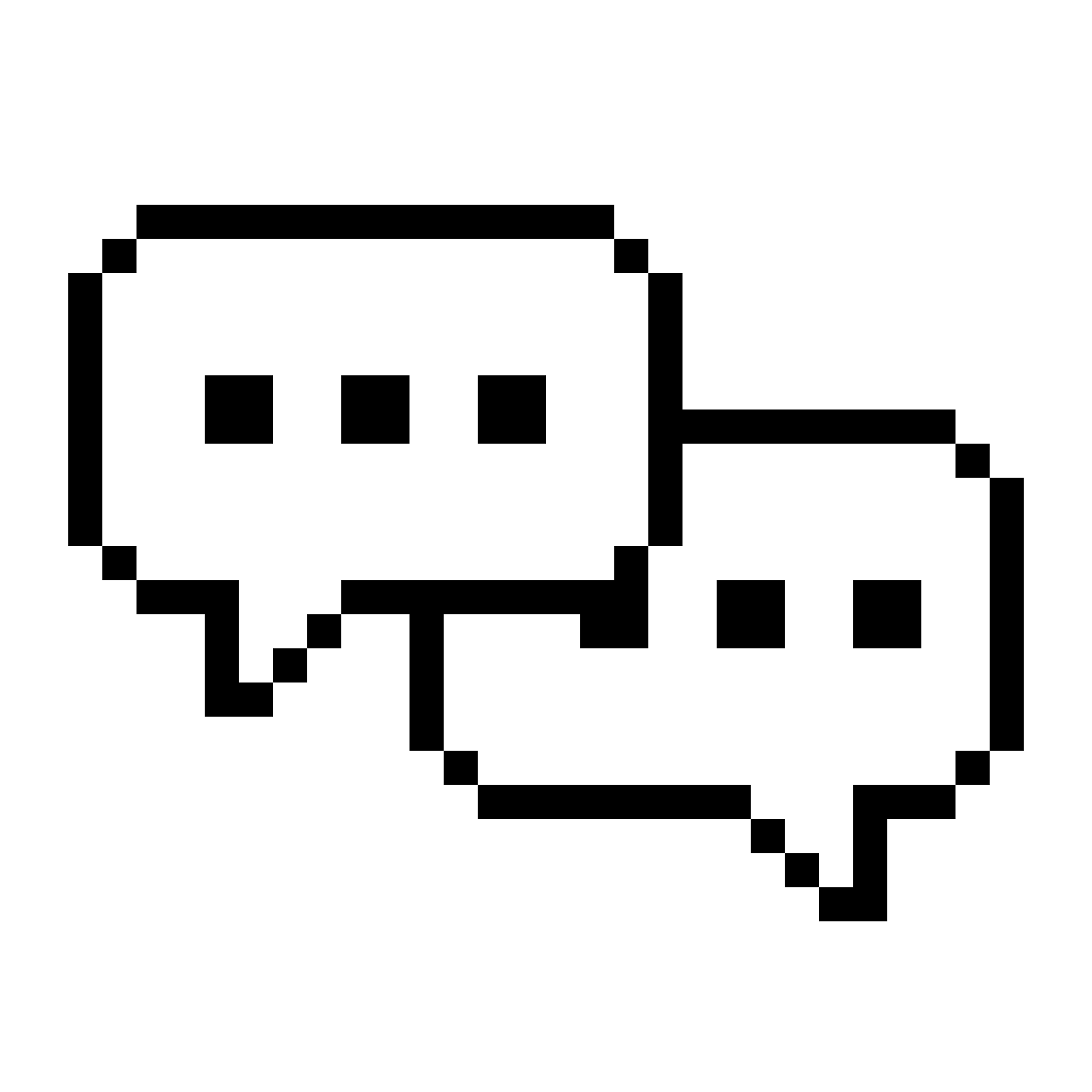 Two overlapping pixelated speech bubbles with dots