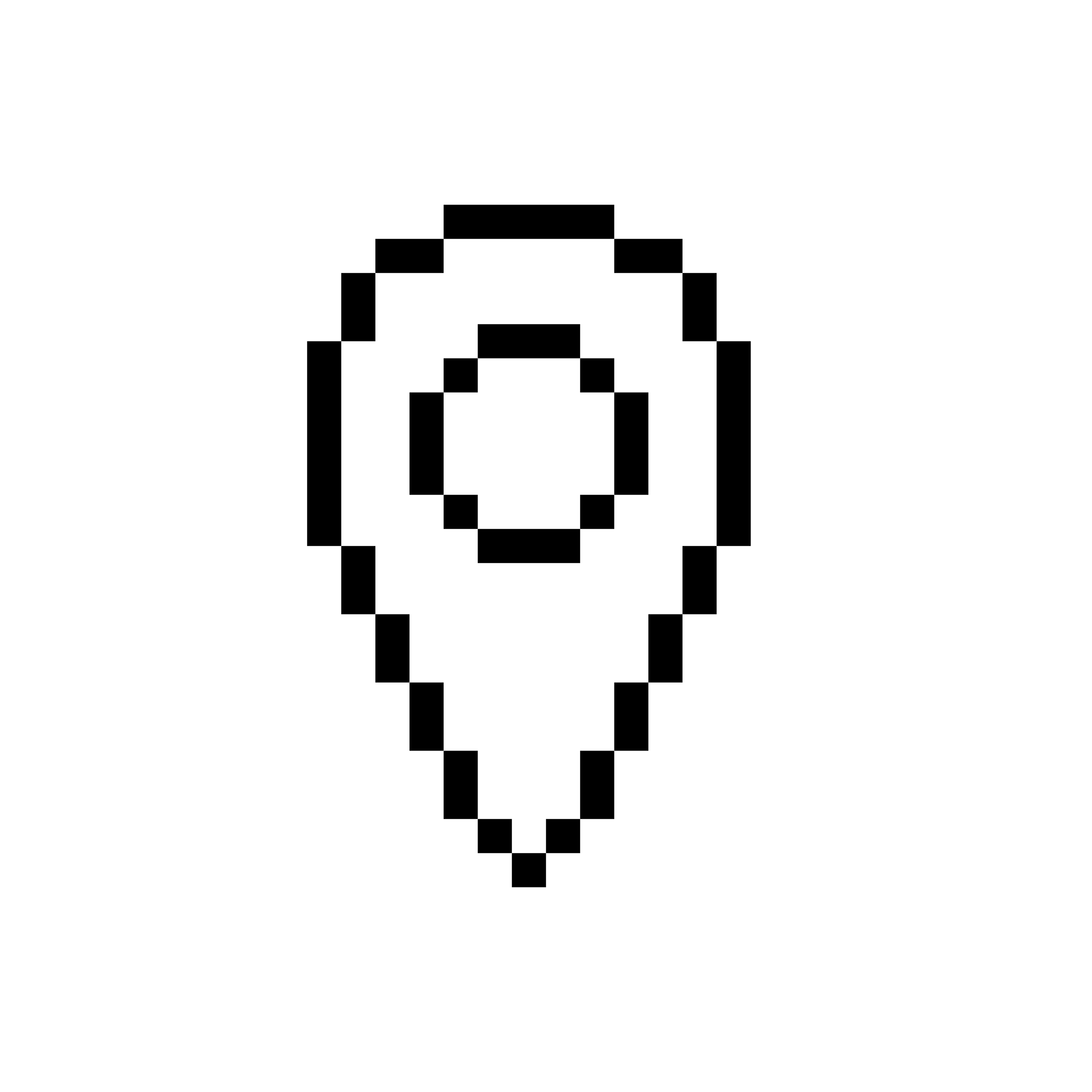 Pixelated map pin with circular center