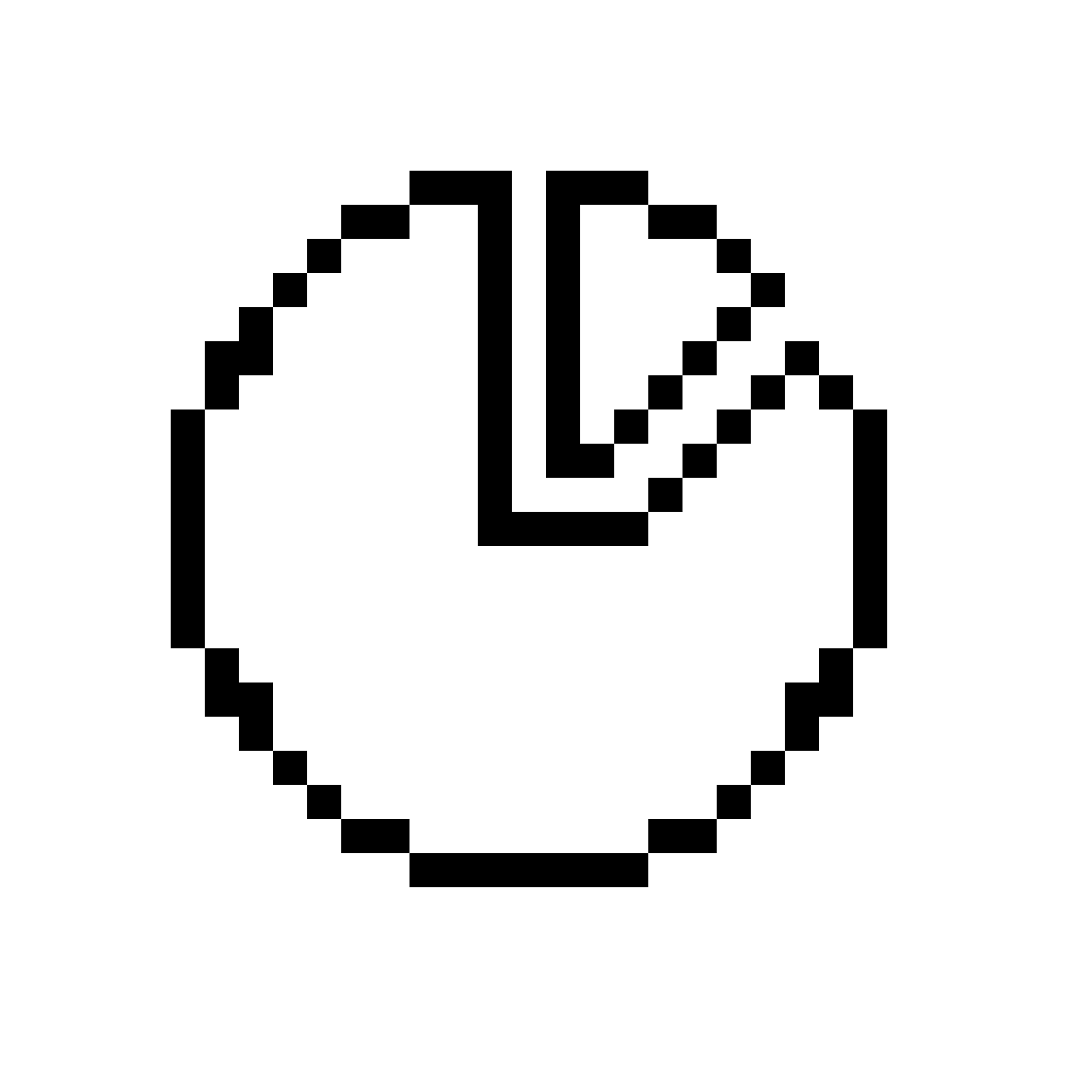 Pixelated circular chart divided into multiple slices