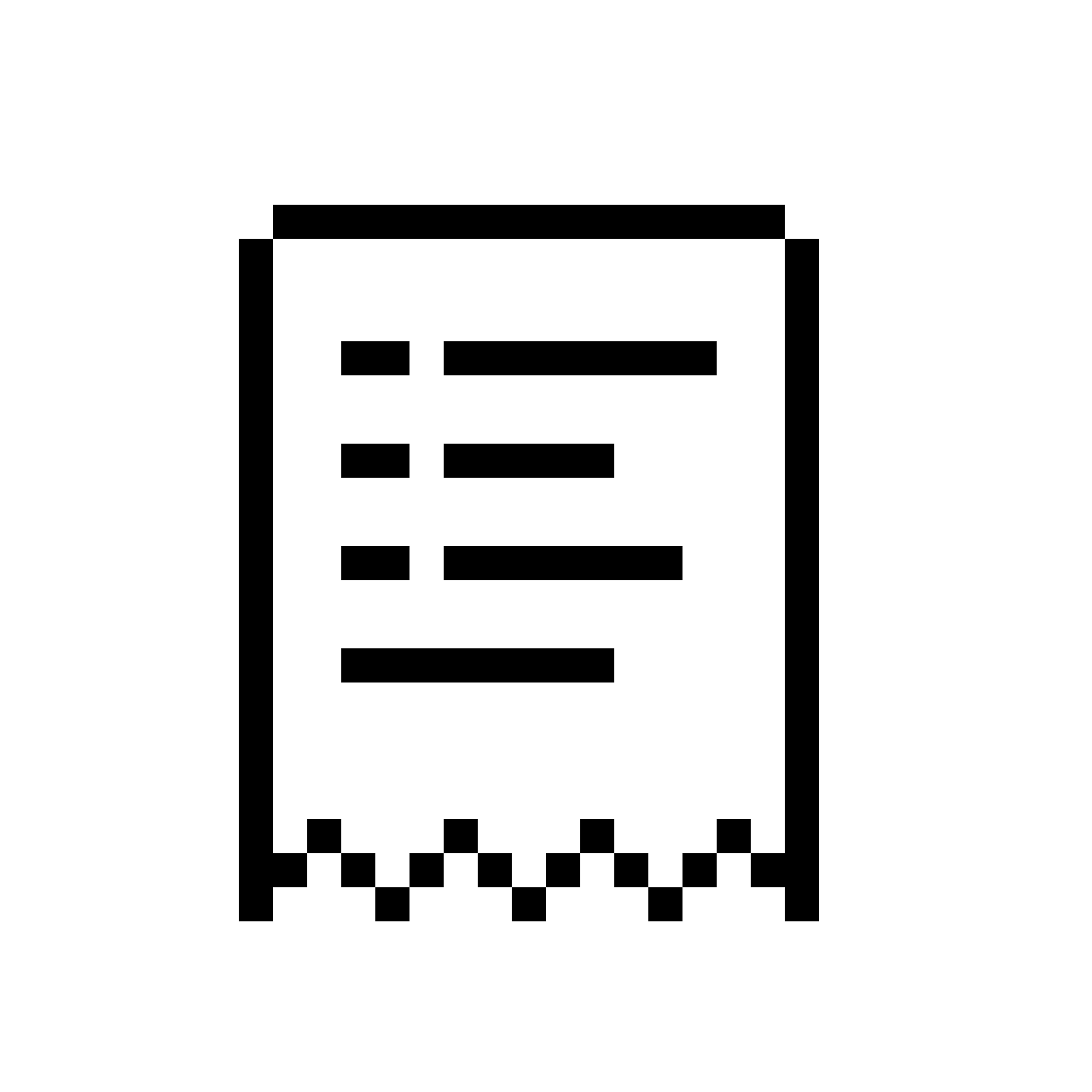 Pixelated receipt with horizontal lines and jagged bottom edge
