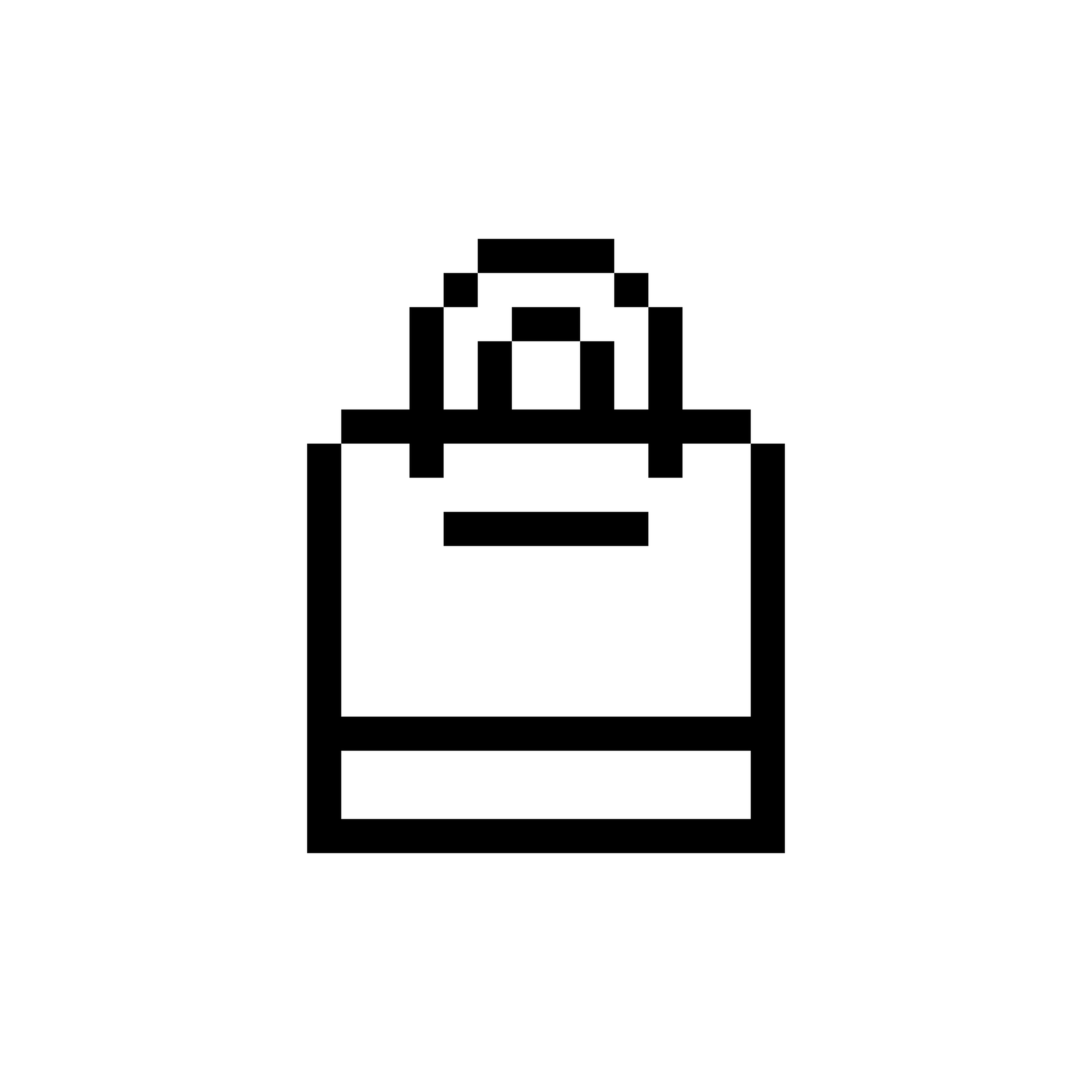 Pixelated shopping bag with handle and flat base