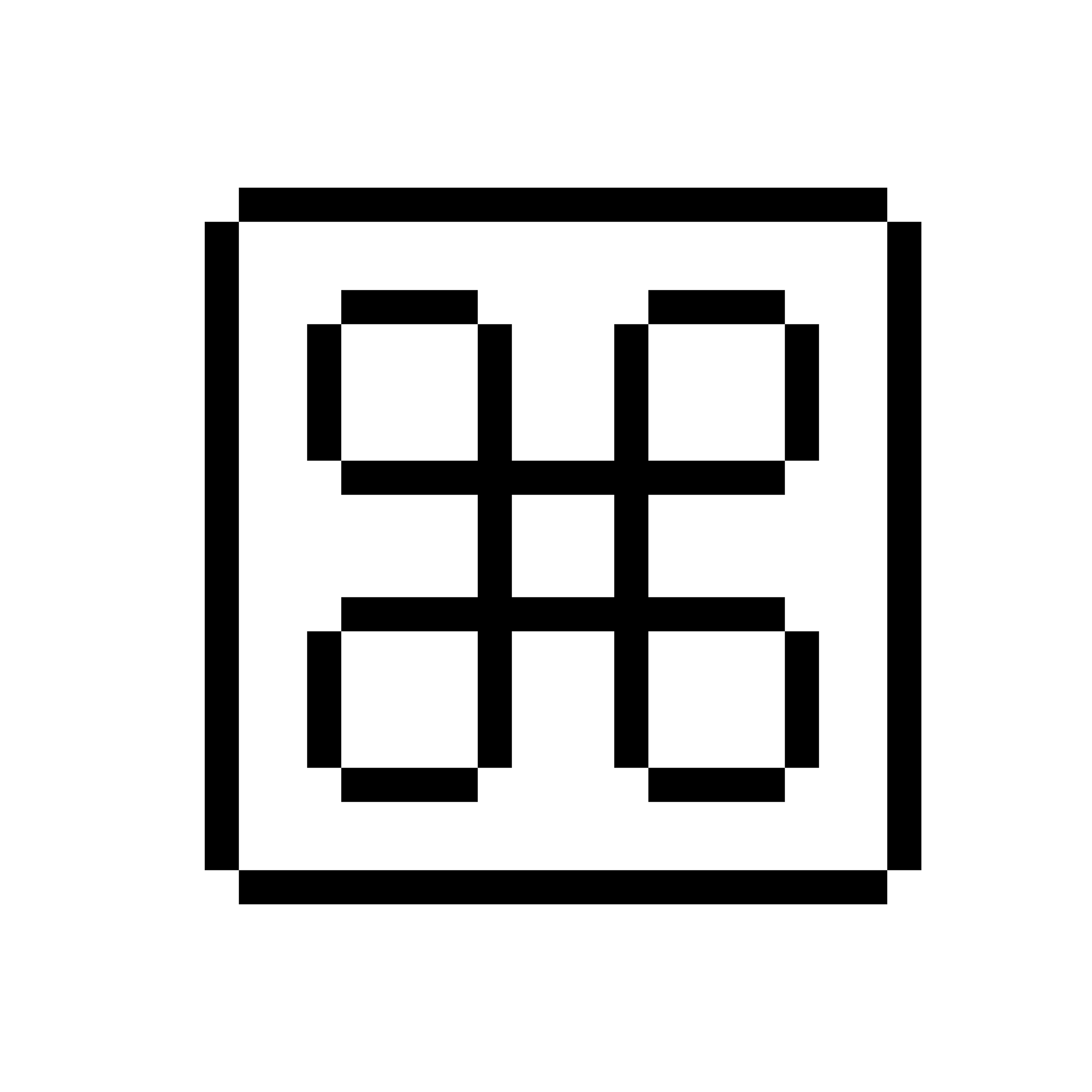 Pixelated square panel with four block shapes inside