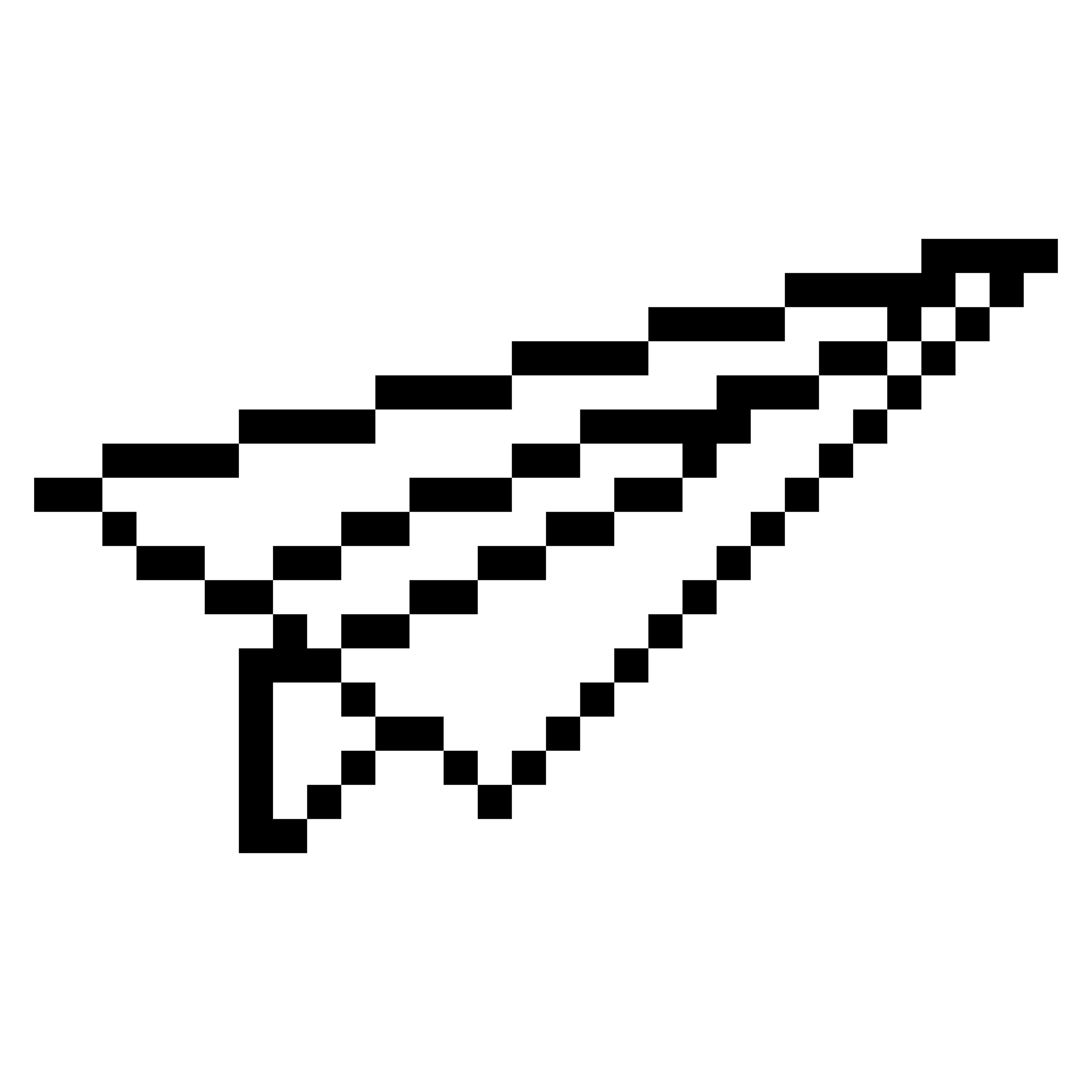 Pixelated paper airplane angled upward