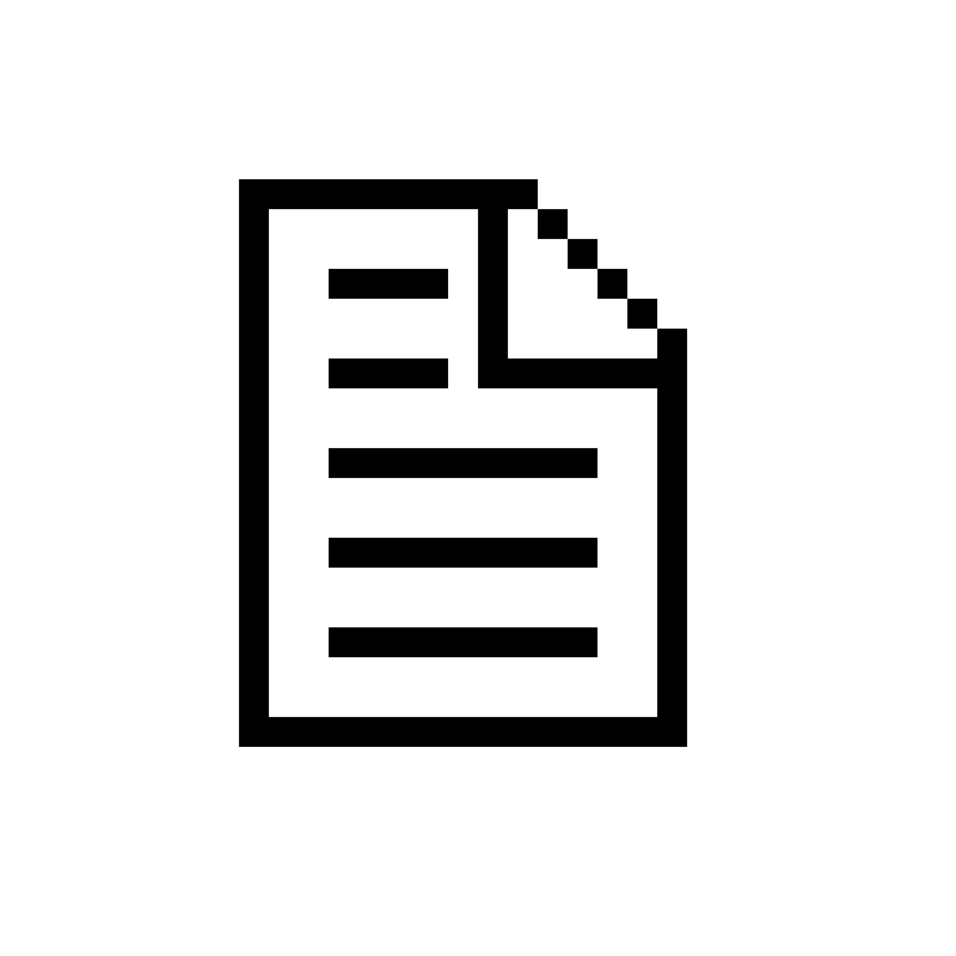 Pixelated document with folded corner and text lines