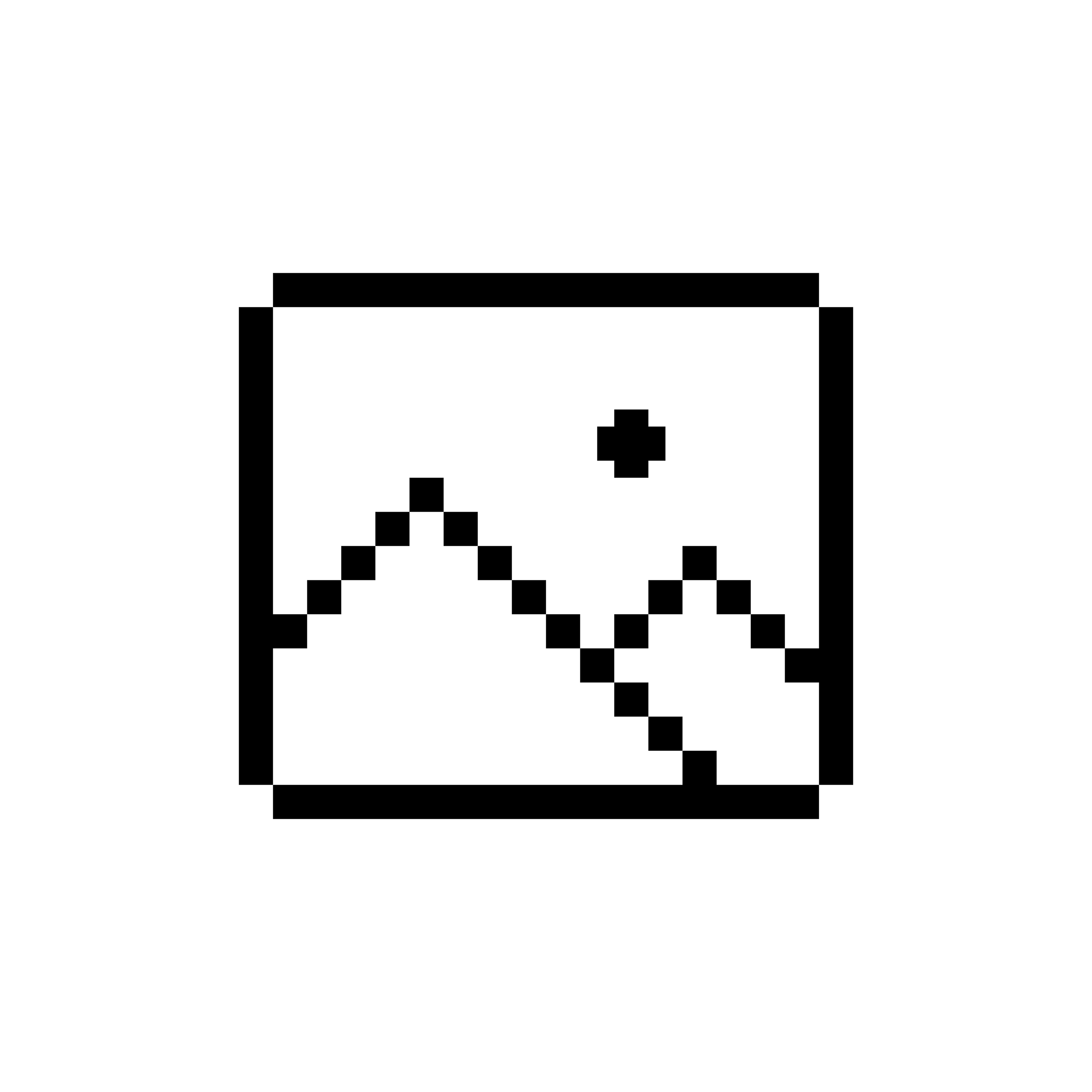 Pixelated image file with mountain shape and small circle