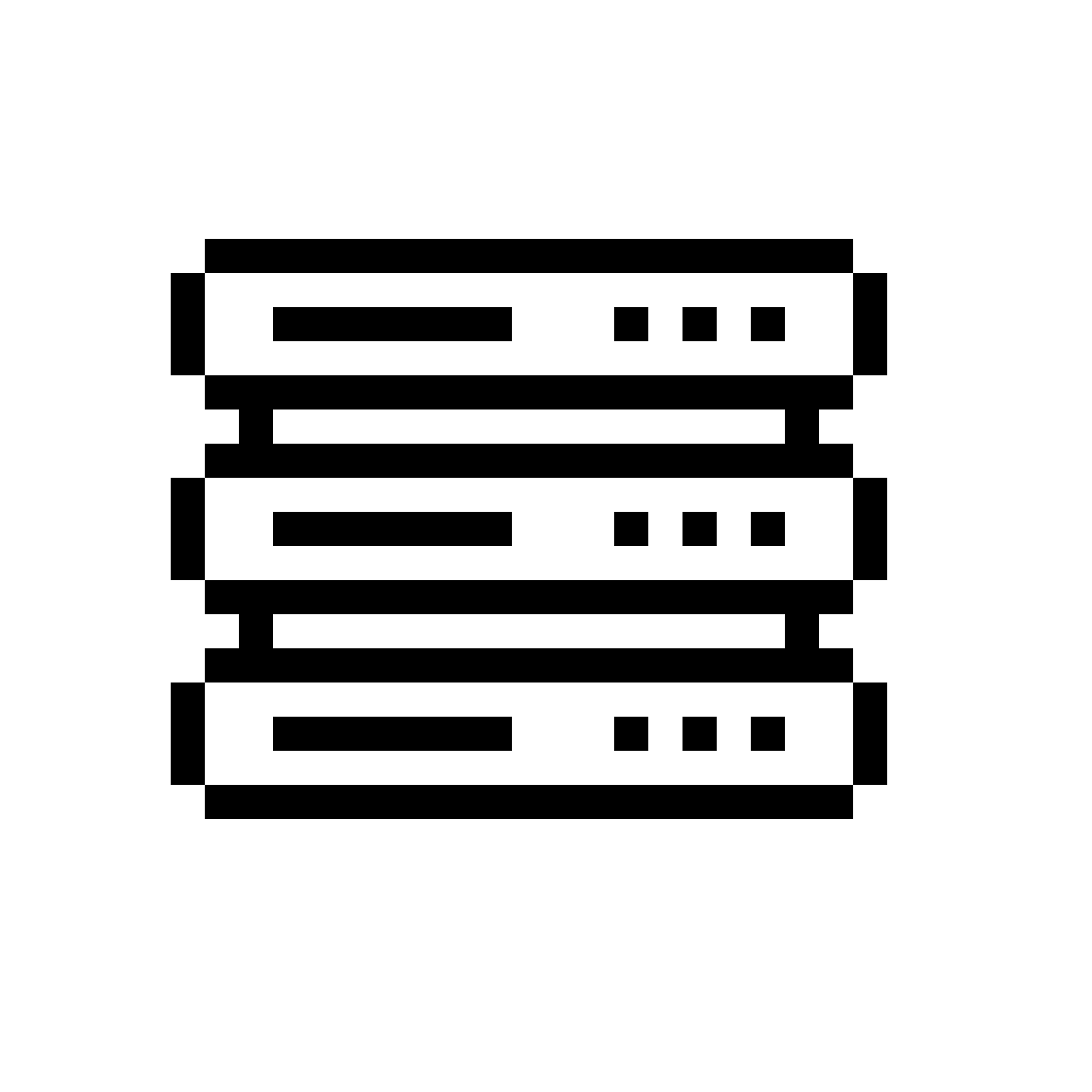 Pixelated stacked server units with small indicator dots