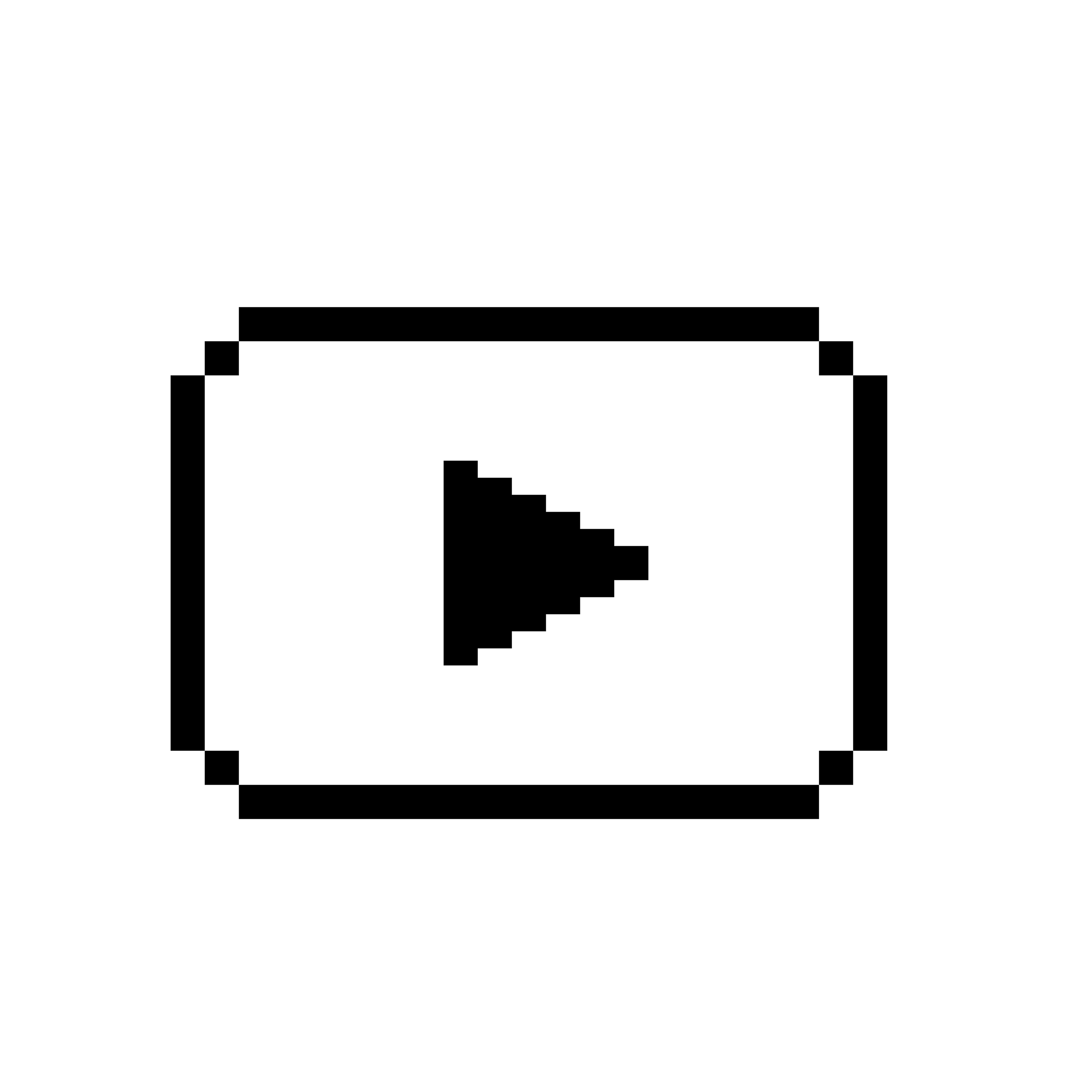 Pixelated rectangular media player with a triangular play icon