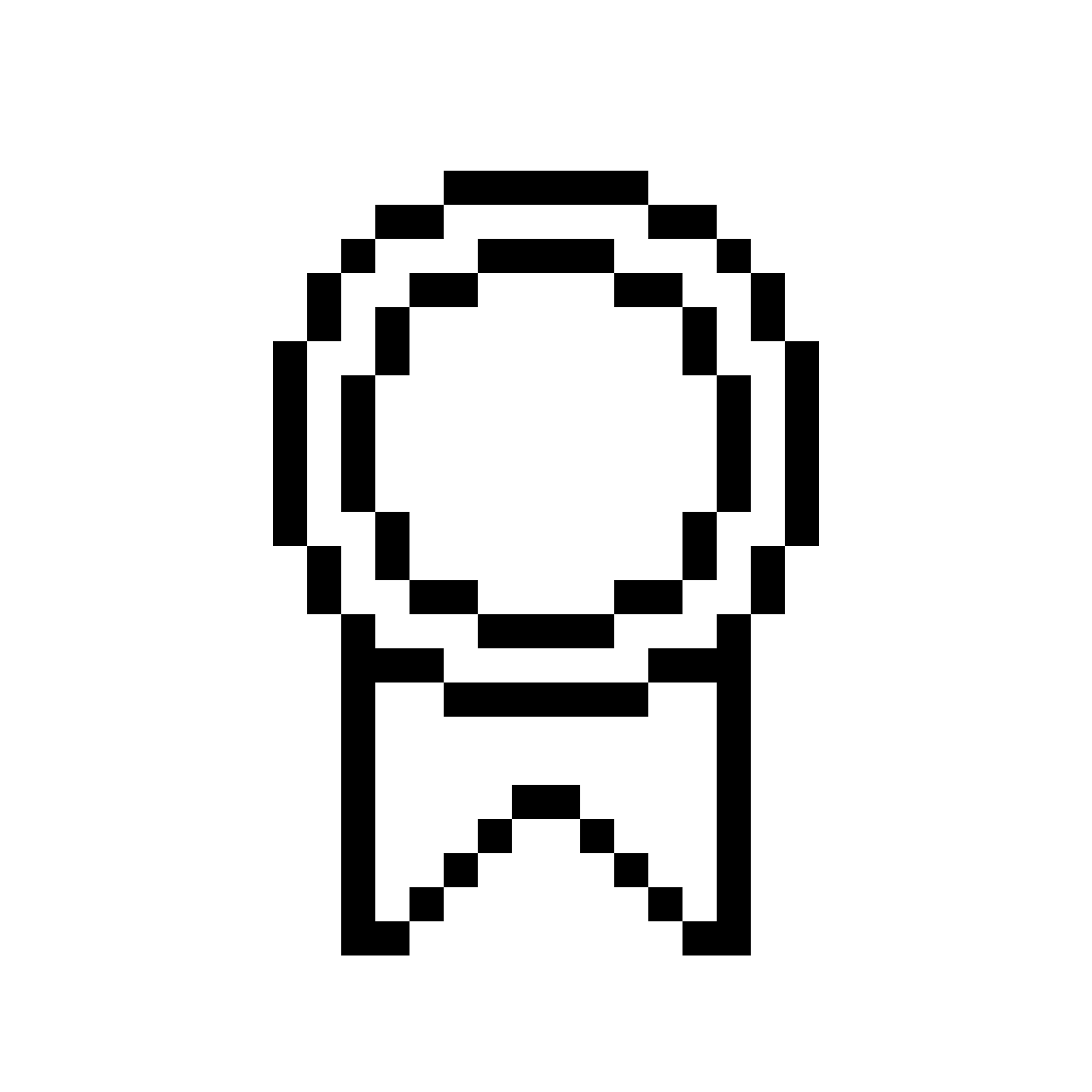 Pixelated circular badge with ribbon tails