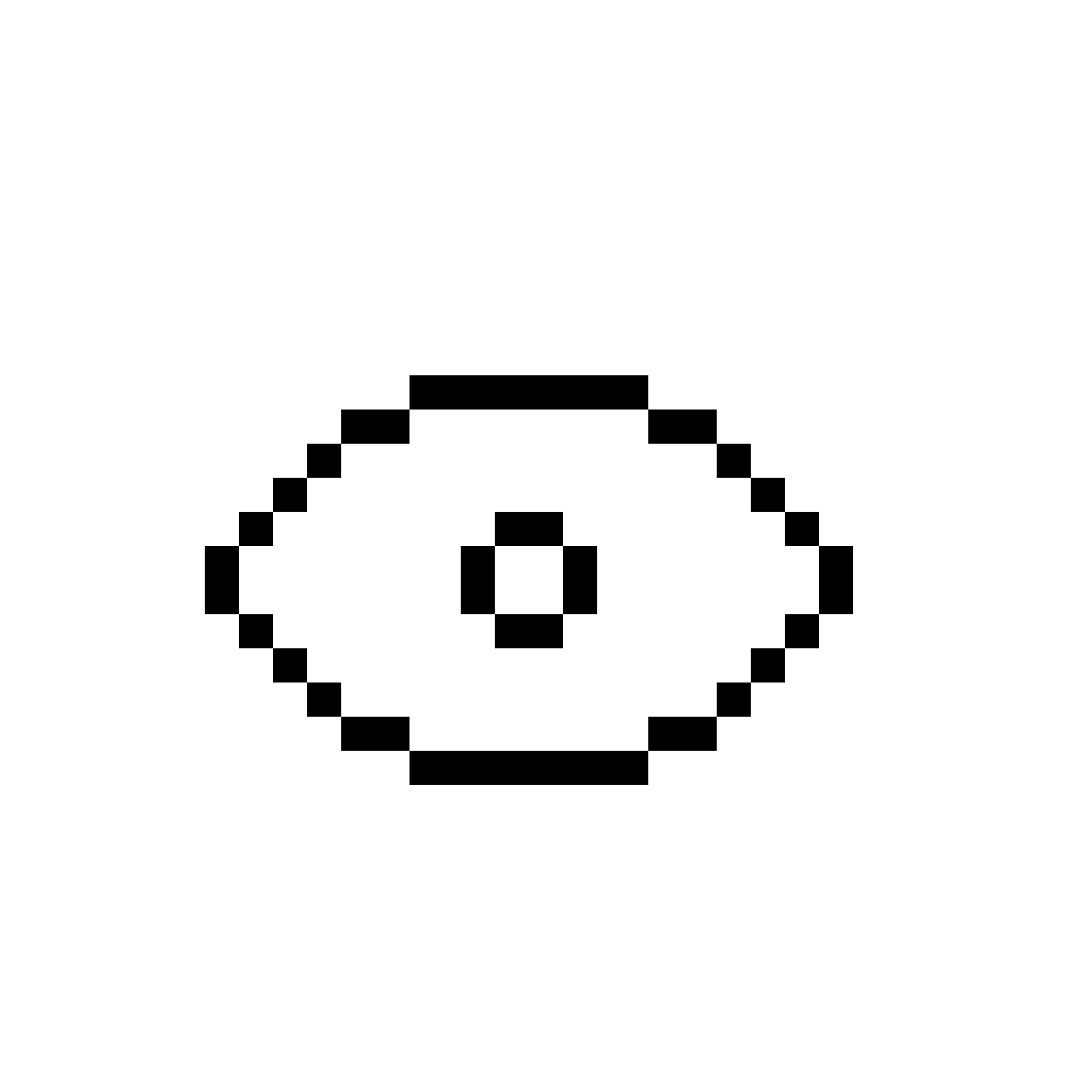 Pixelated eye shape with a centered dot