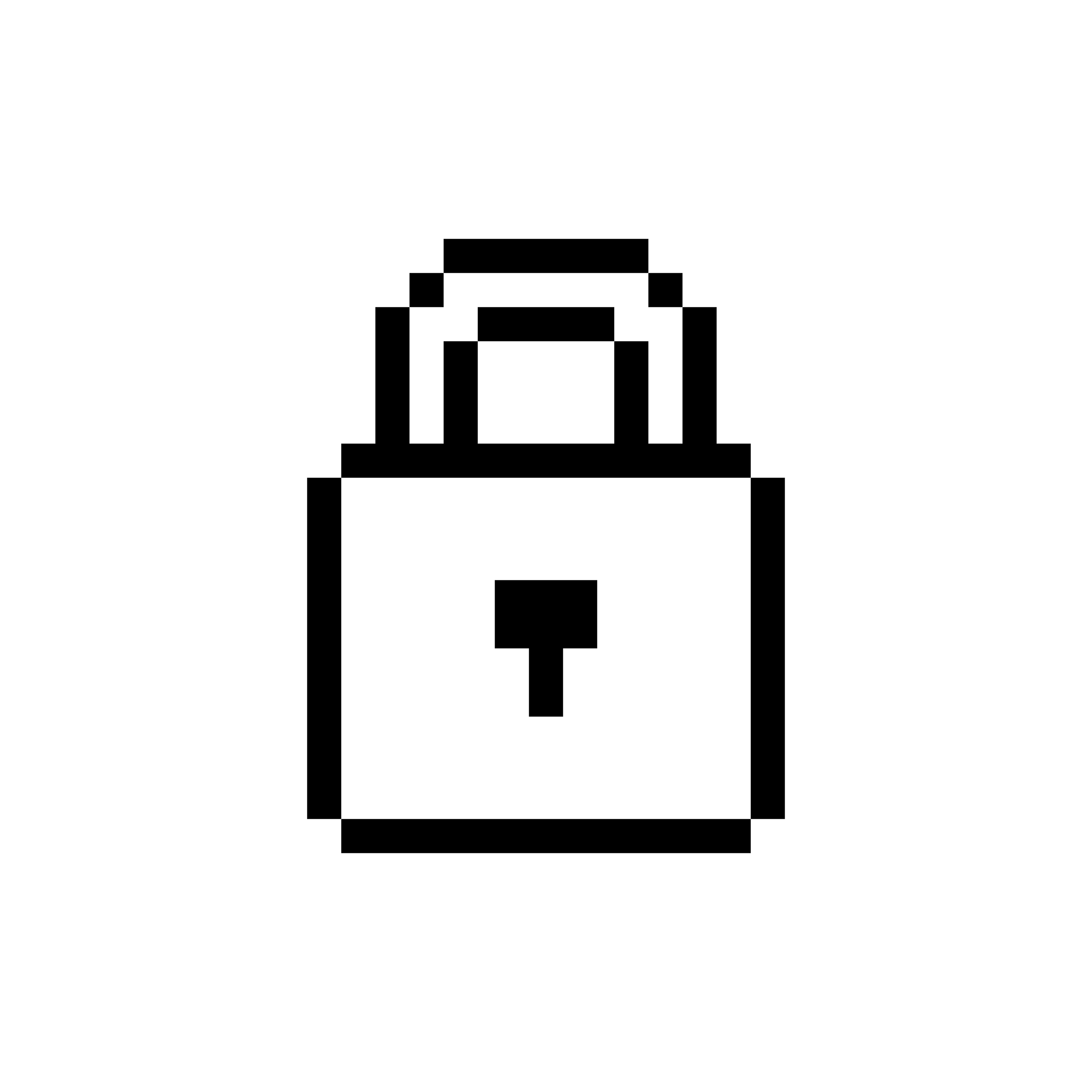 Pixelated padlock with shackle and keyhole