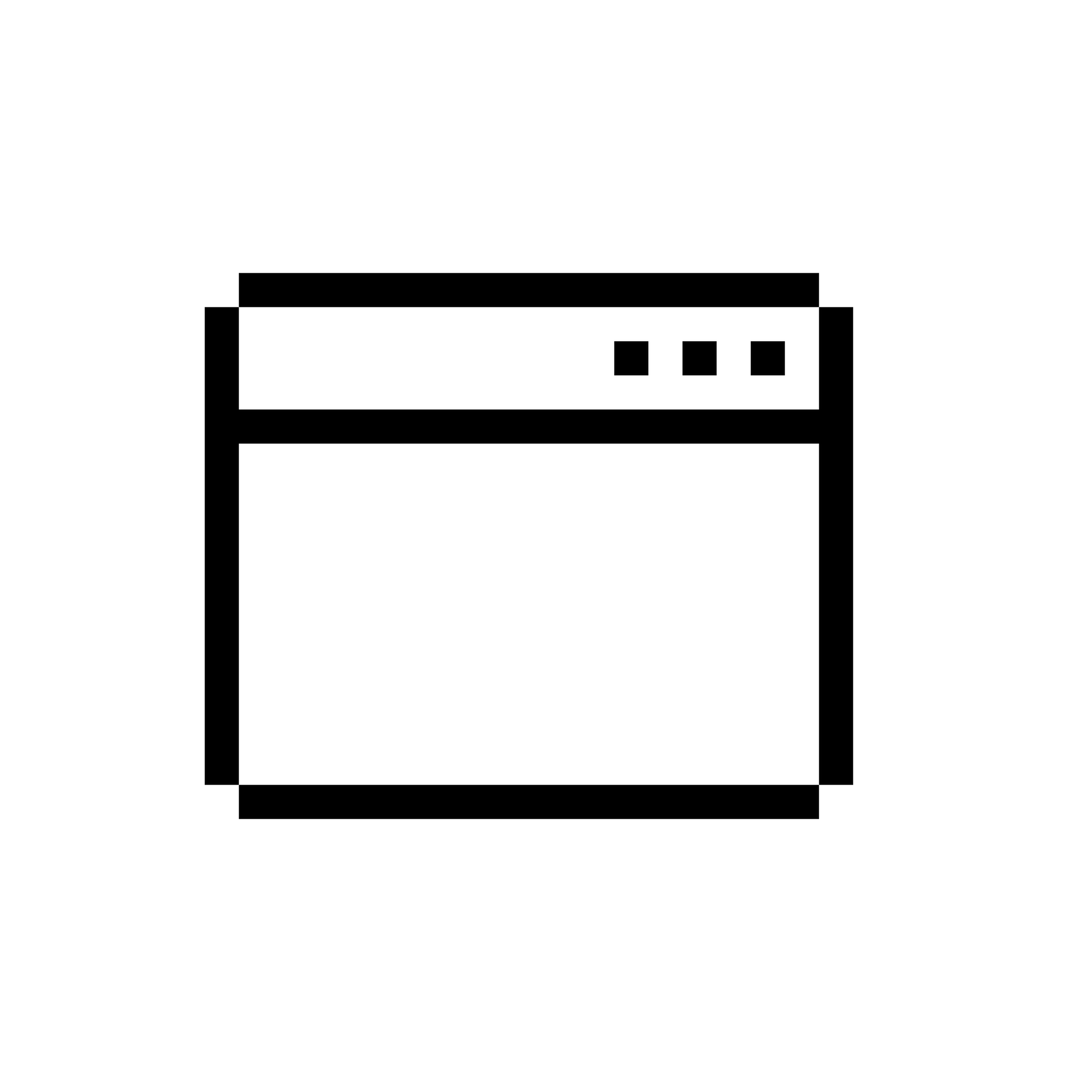 Pixelated rectangular browser window with top bar and buttons