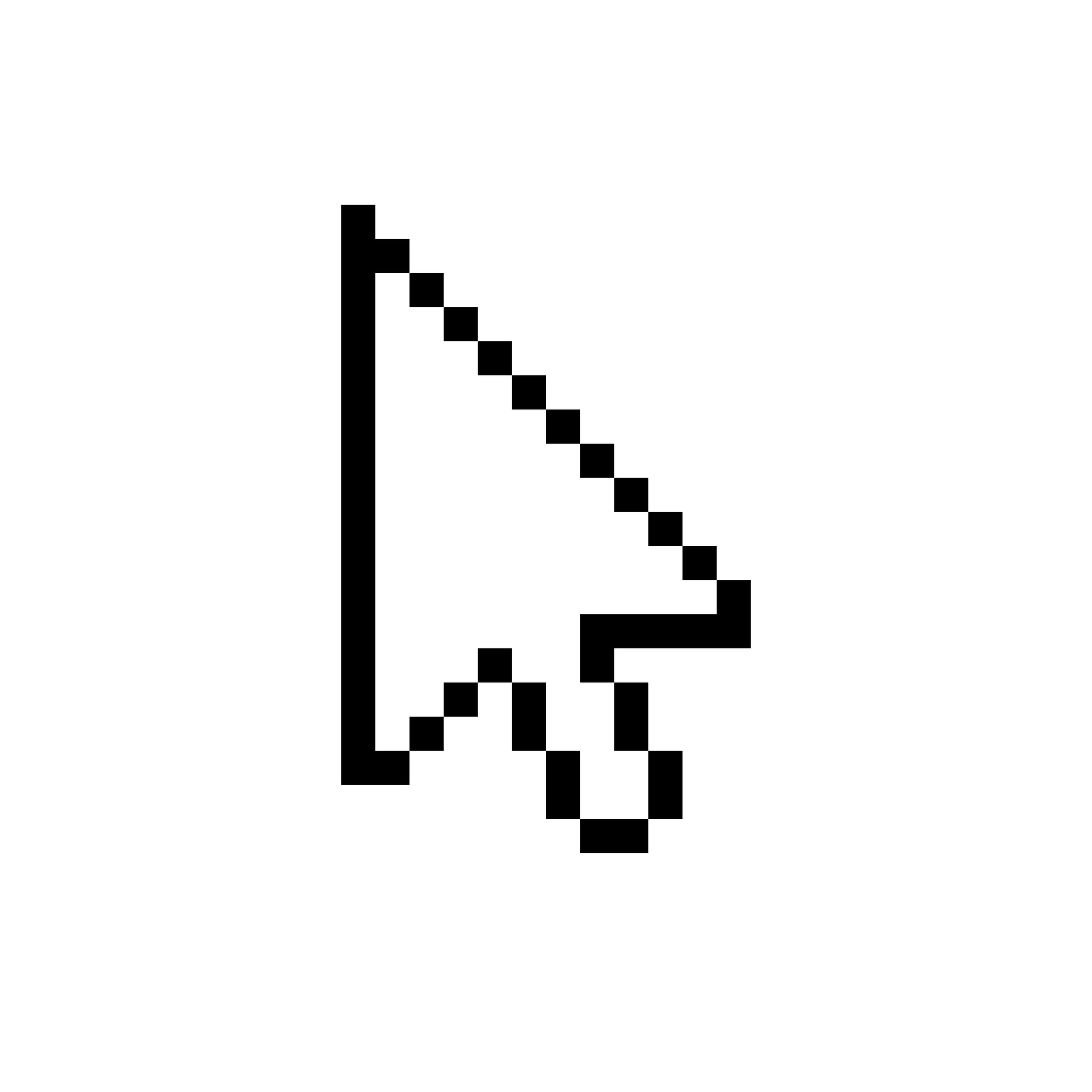 Pixelated arrow-shaped cursor pointing diagonally upward