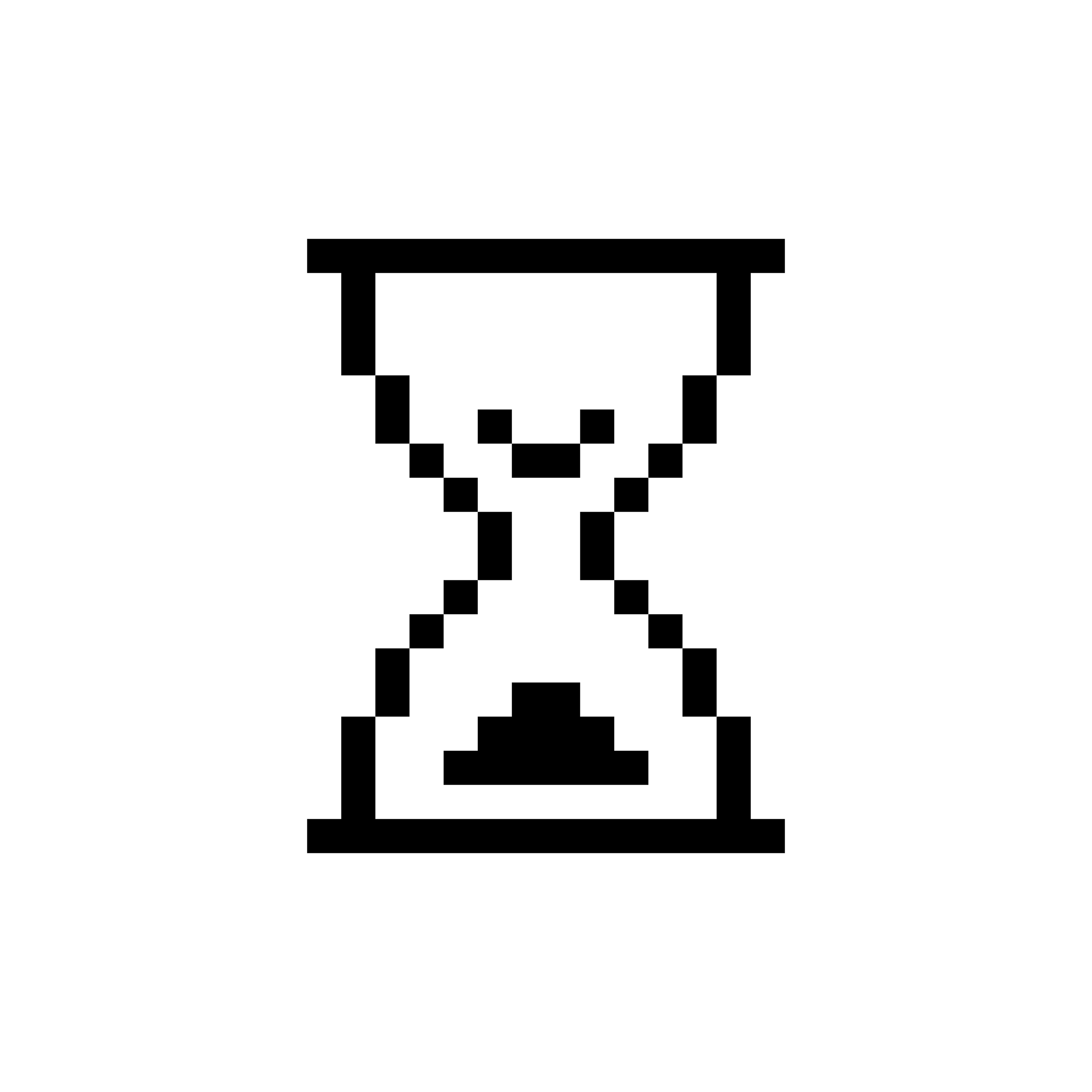 Pixelated hourglass with sand collected at the bottom