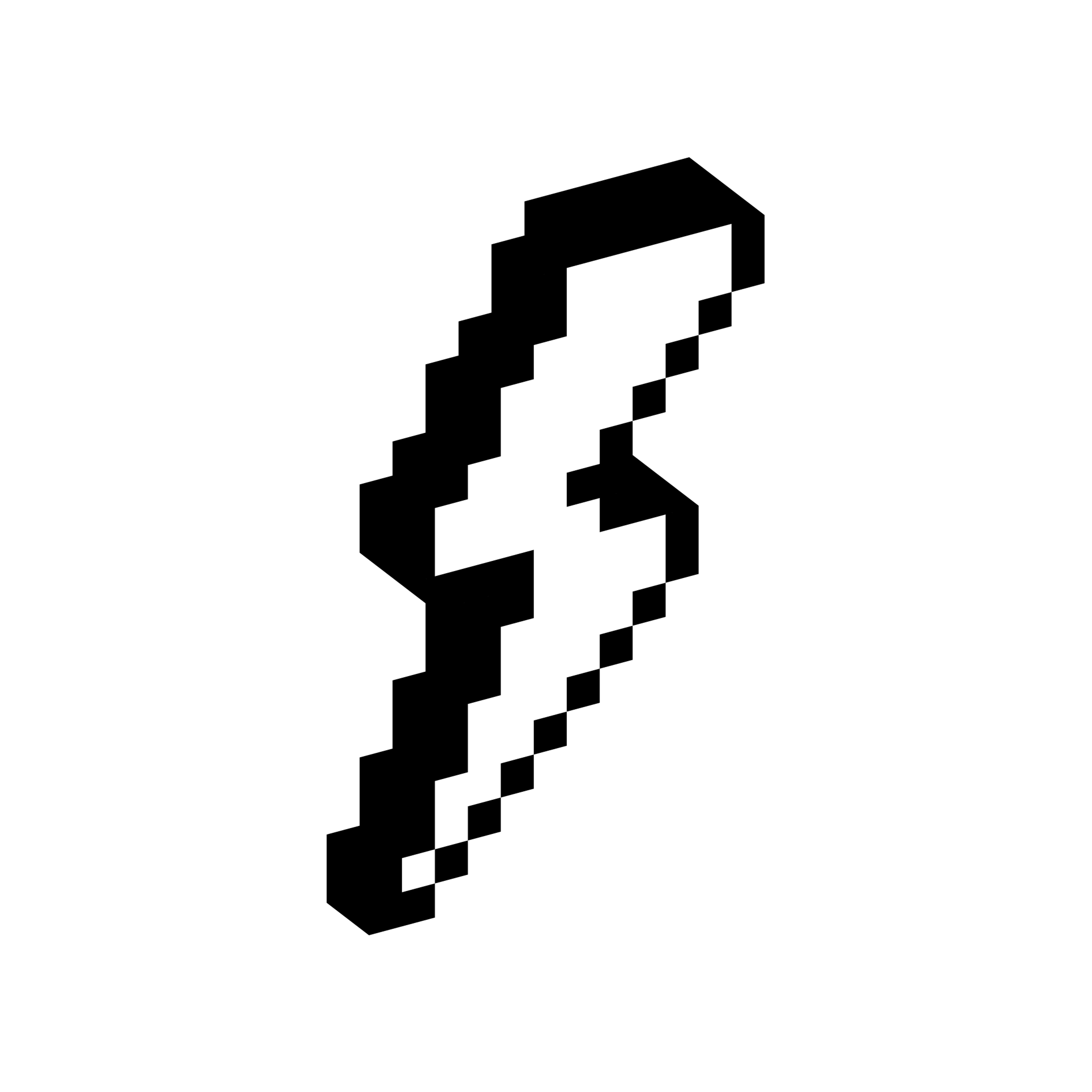 Zigzag lightning bolt shape shown in a blocky three-dimensional pixel style