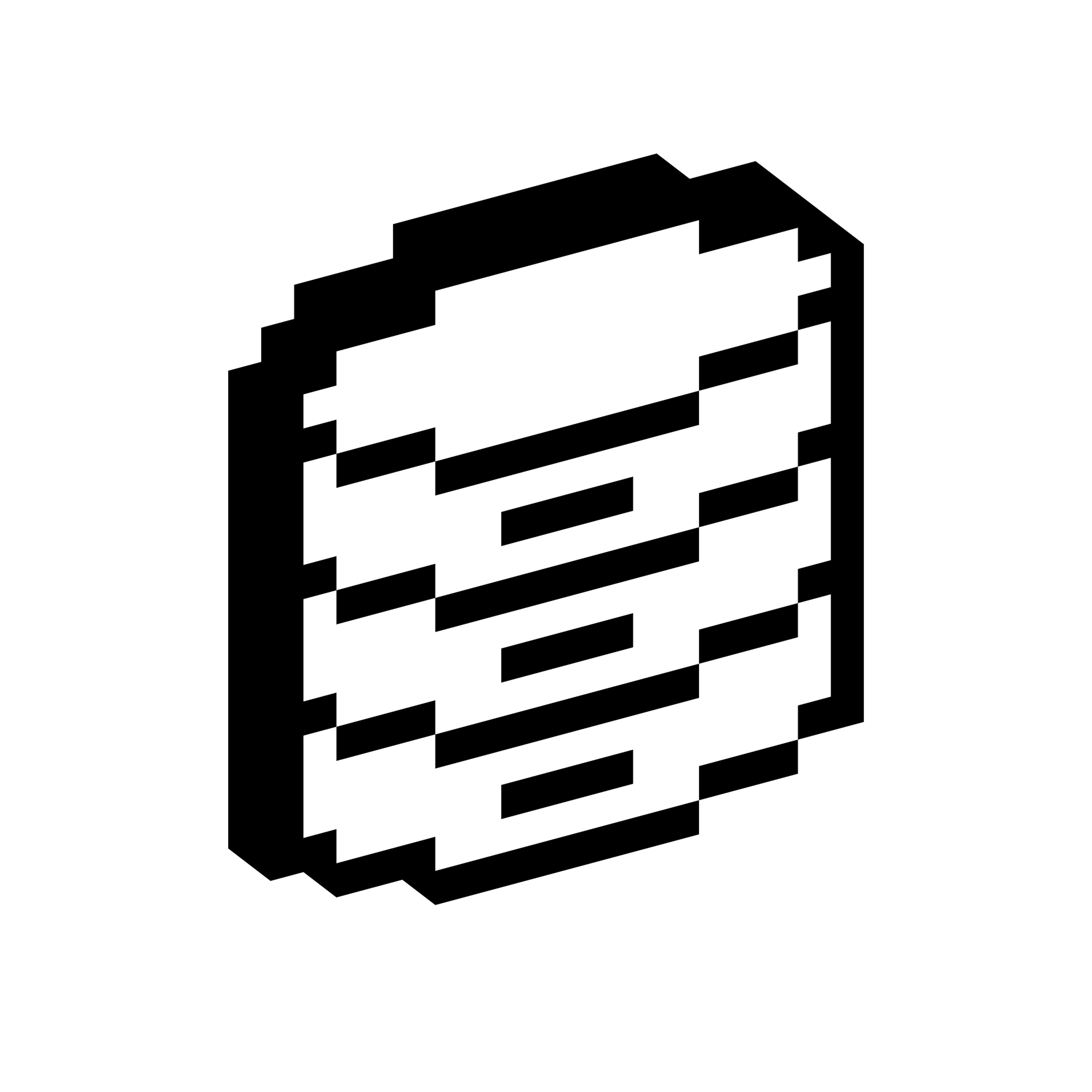 Stacked cylindrical disk shape with horizontal lines shown in a blocky three-dimensional pixel style