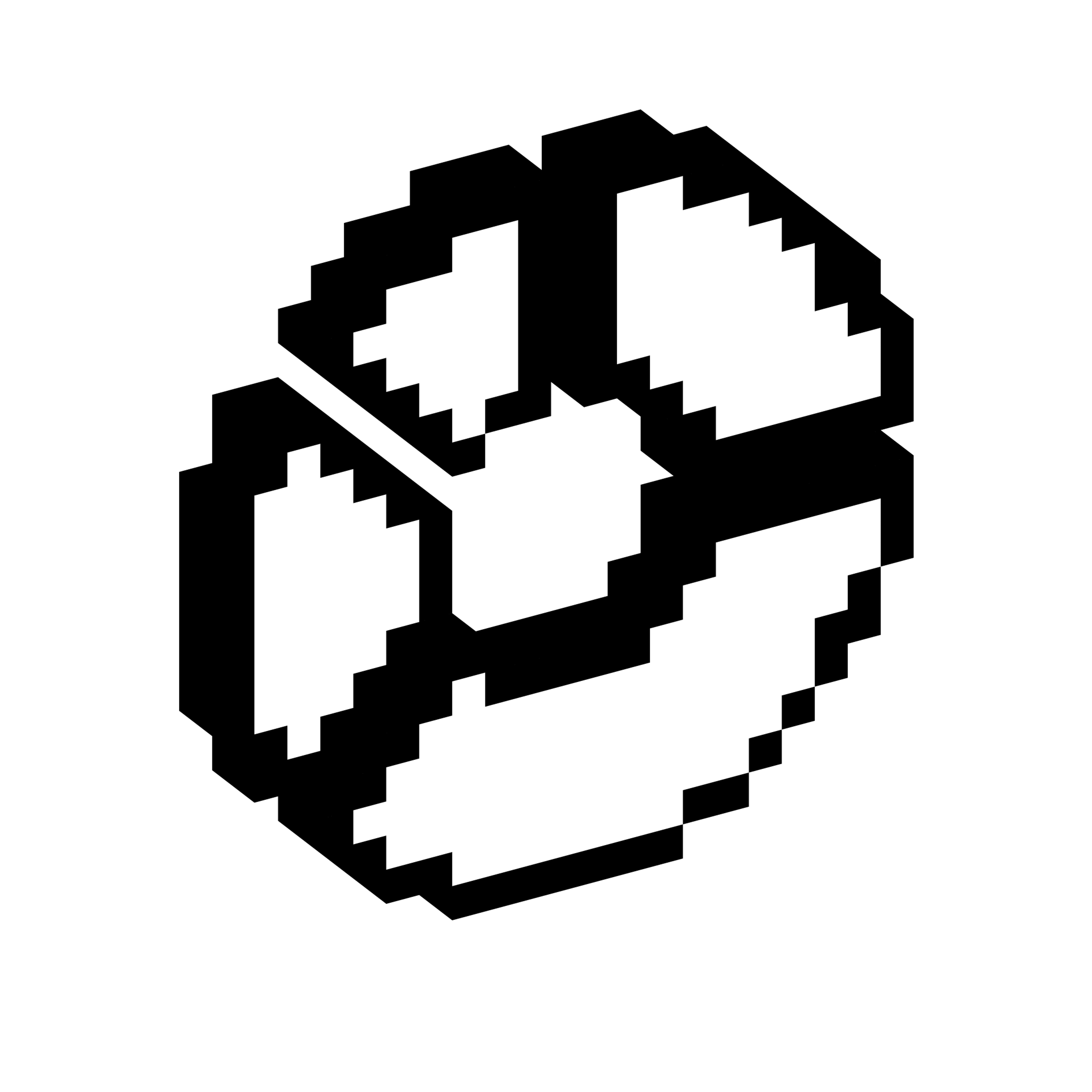 Ring-shaped circular chart divided into segmented sections shown in a blocky three-dimensional pixel style