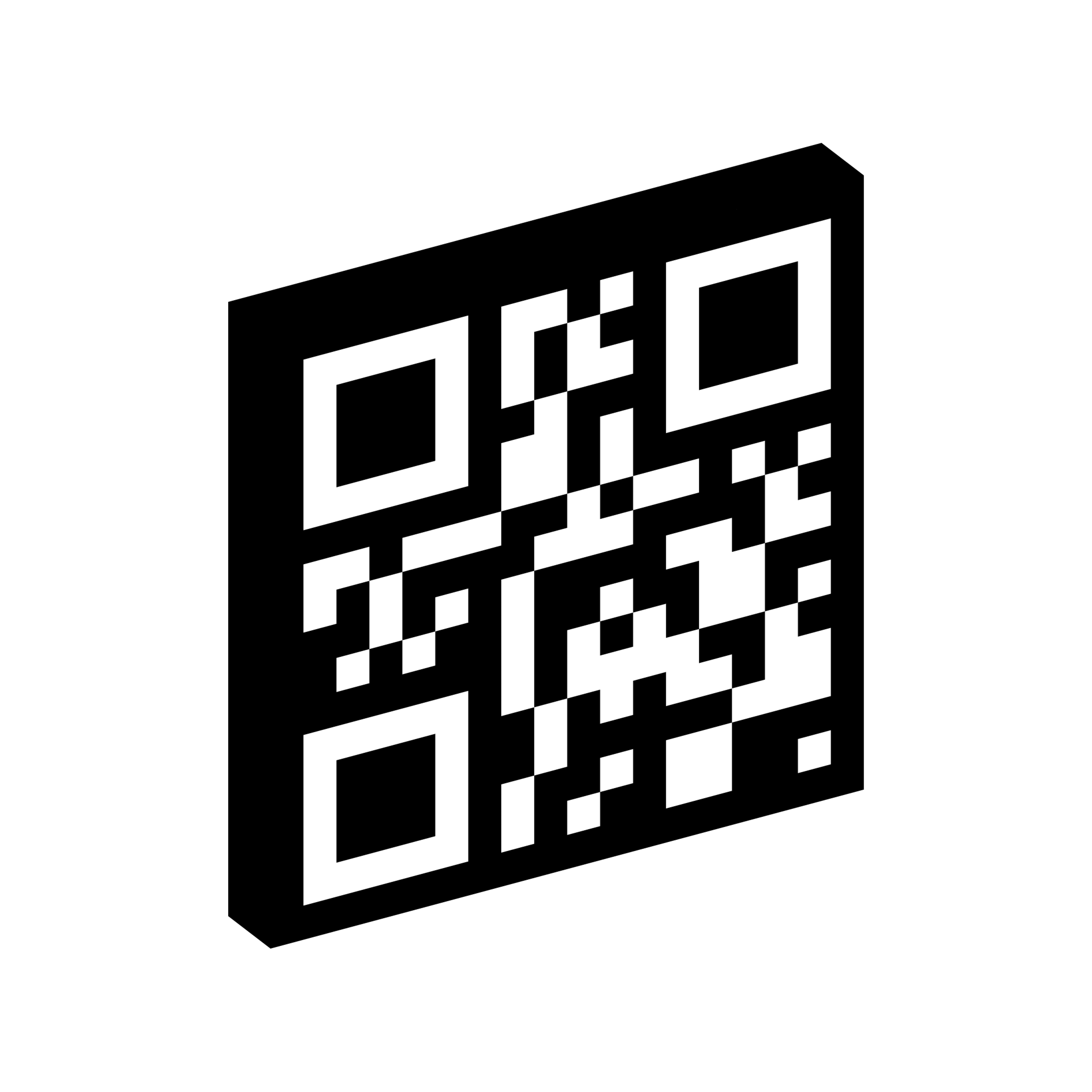 Square grid pattern with three corner markers displayed in a blocky three-dimensional pixel style