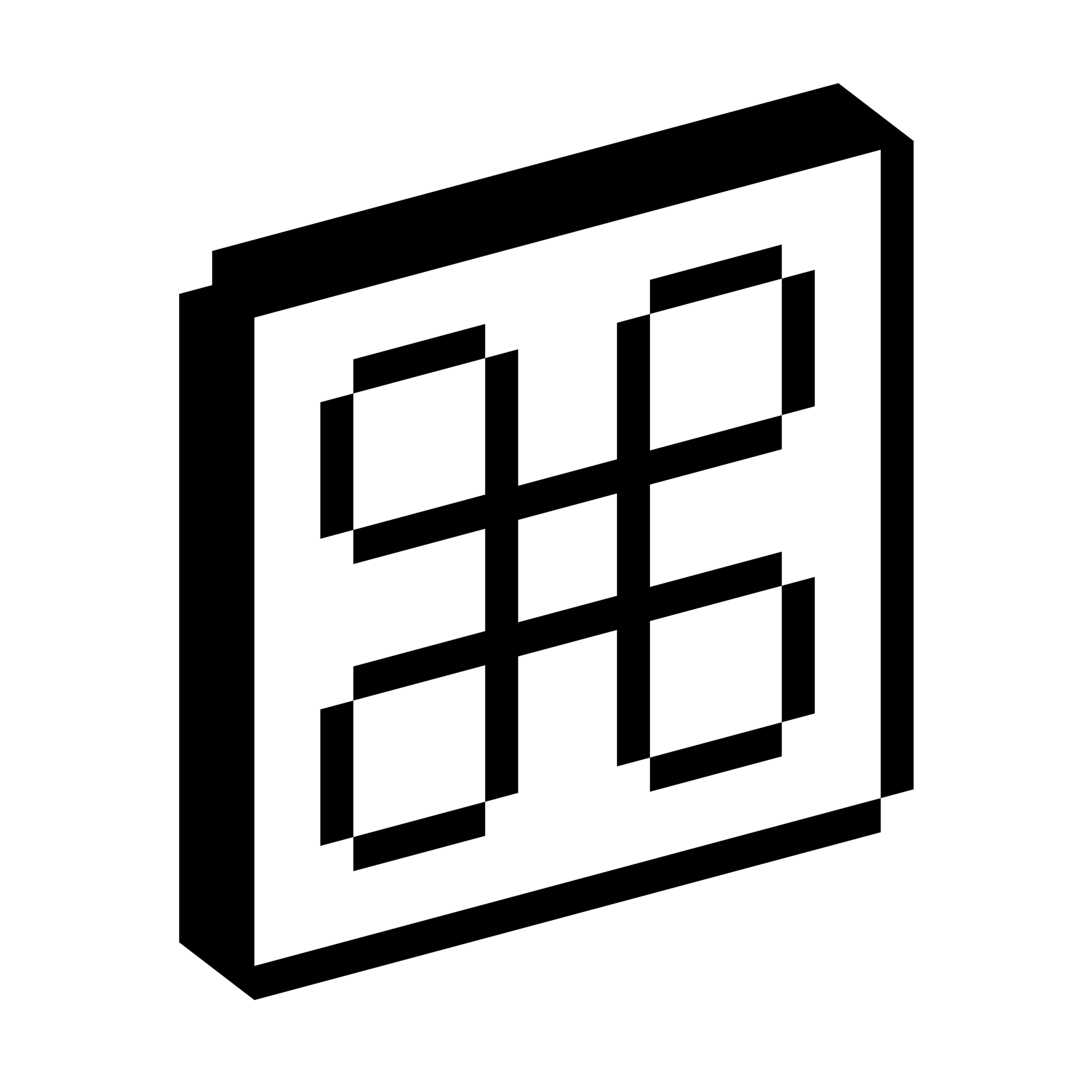 Rectangular panel with a grid of square command keys shown in a blocky three-dimensional pixel style