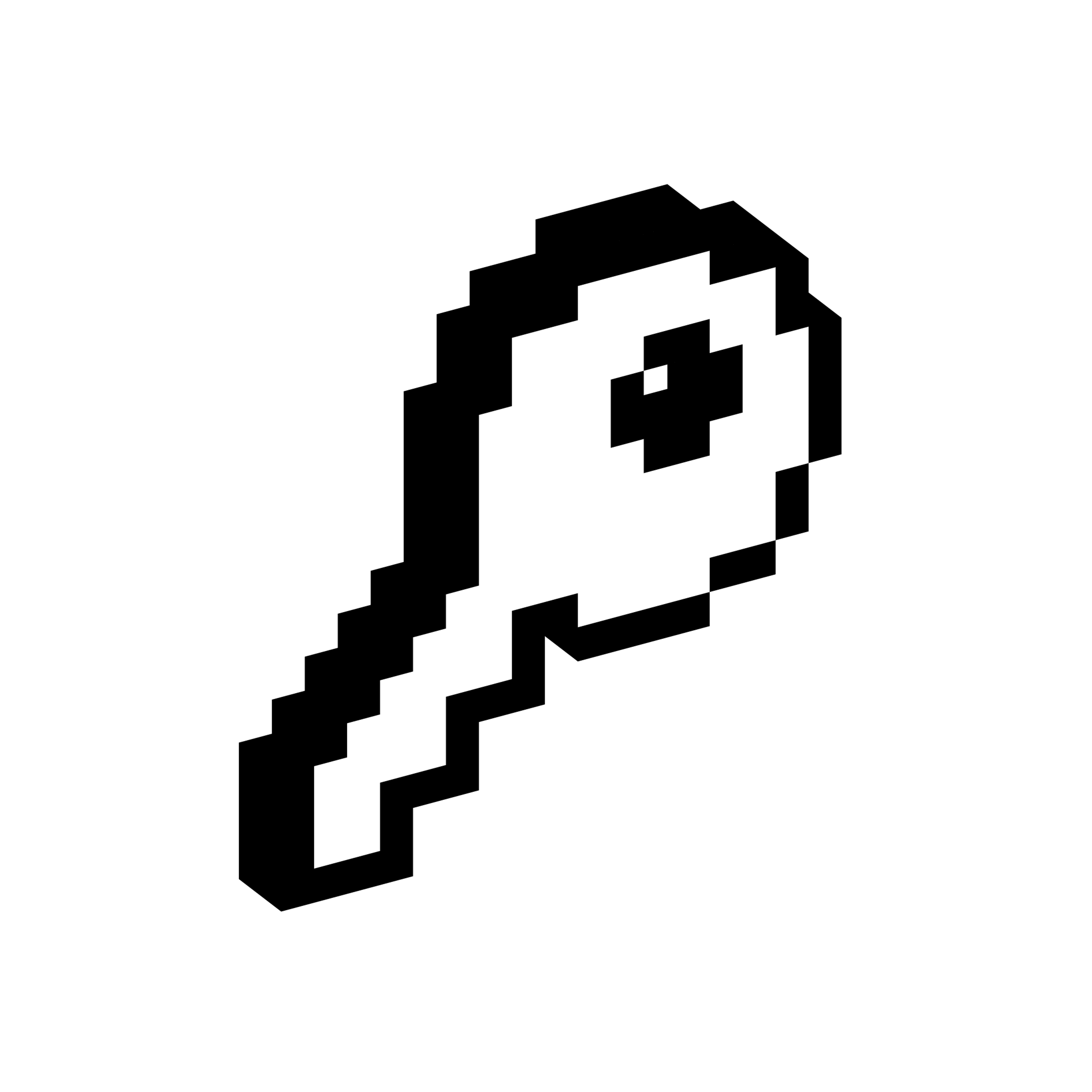 Key with a round head and notched blade displayed in a blocky three-dimensional pixel style