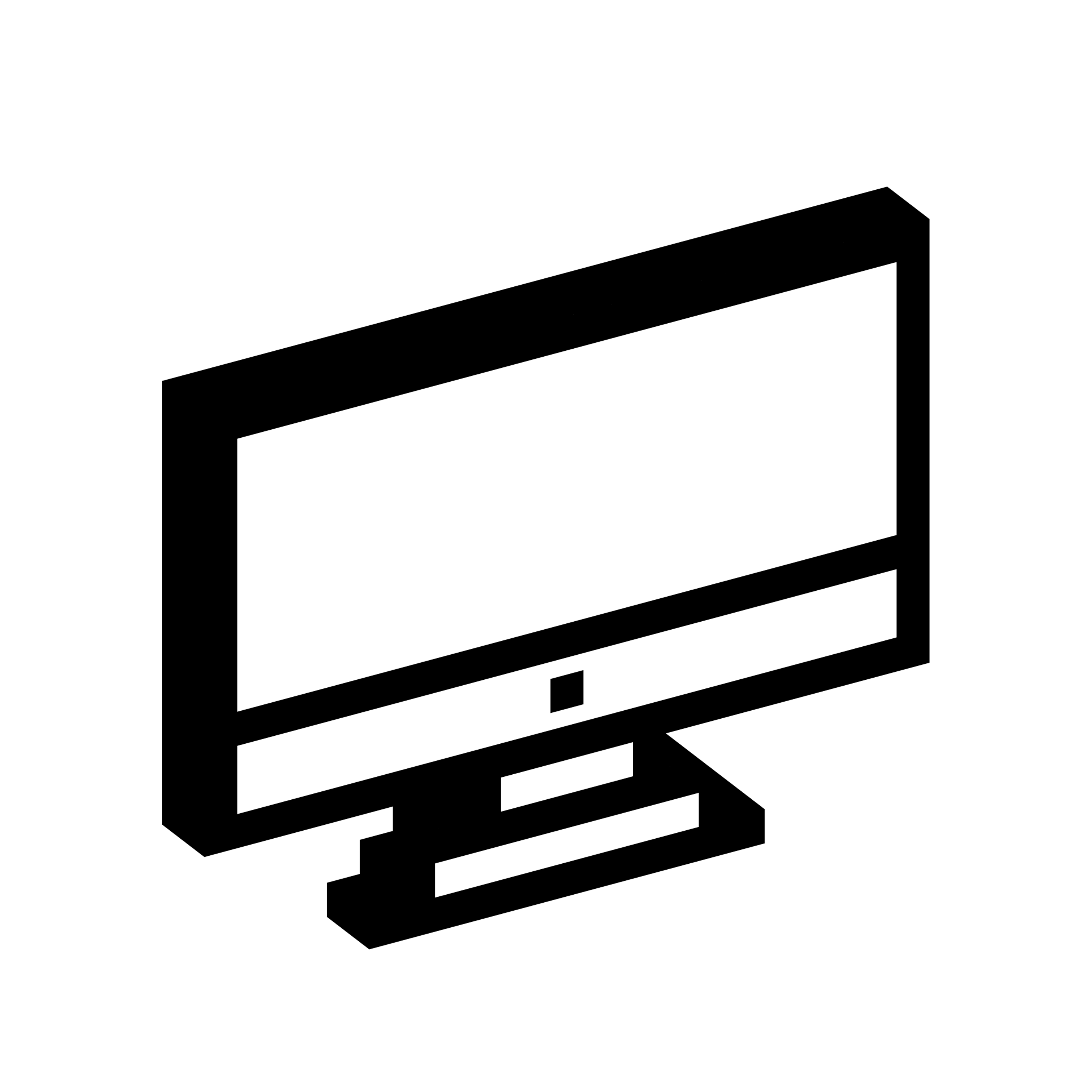 Wide rectangular monitor with a stand displayed in a blocky three-dimensional pixel style